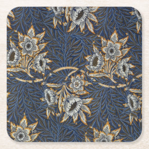 Porta-copo De Papel Quadrado William Morris Tulip Willow Blue Patterno