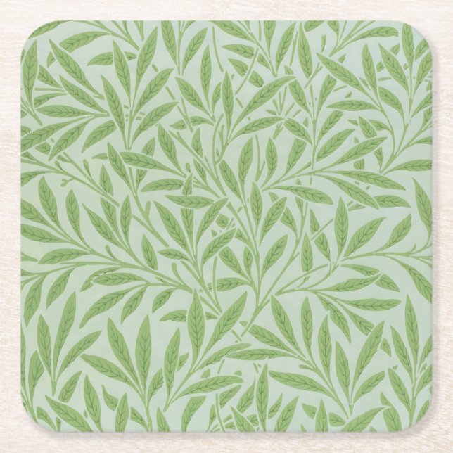 Porta-copo De Papel Quadrado William Morris Willow Flor Classic Verde (Frente)