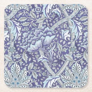 Porta-copo De Papel Quadrado William Morris Windrush flores florais azuis
