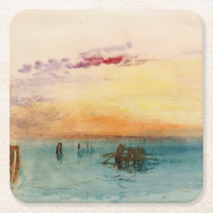 Porta-copo De Papel Quadrado William Turner - A Lagoa perto de Veneza ao Pôr-do