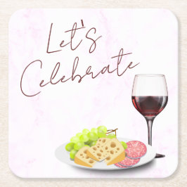 Porta-copo De Papel Quadrado Wine & Charcuterie