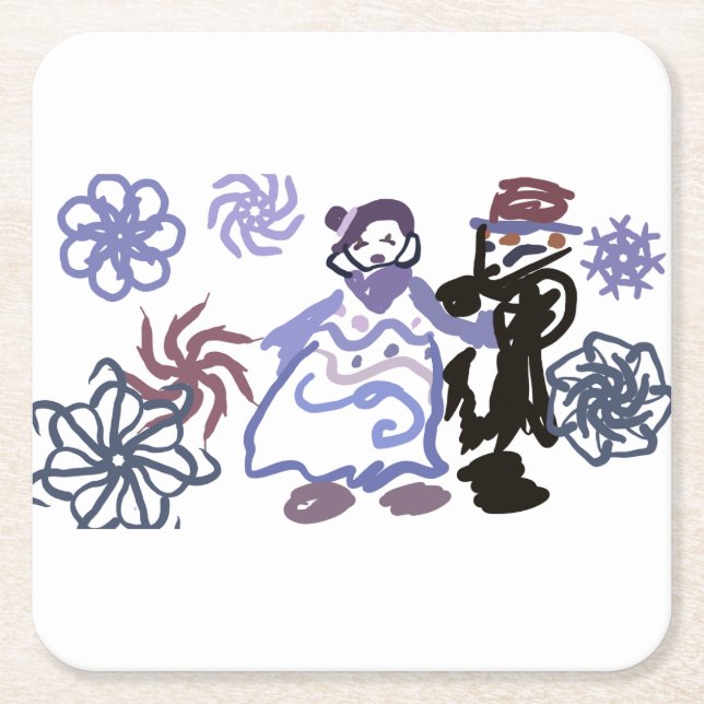 Porta-copo De Papel Quadrado Winter wedding  (Frente)