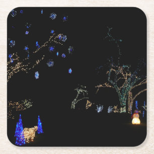 Porta-copo De Papel Quadrado Winter Wonderland Lights Blue and White Holiday