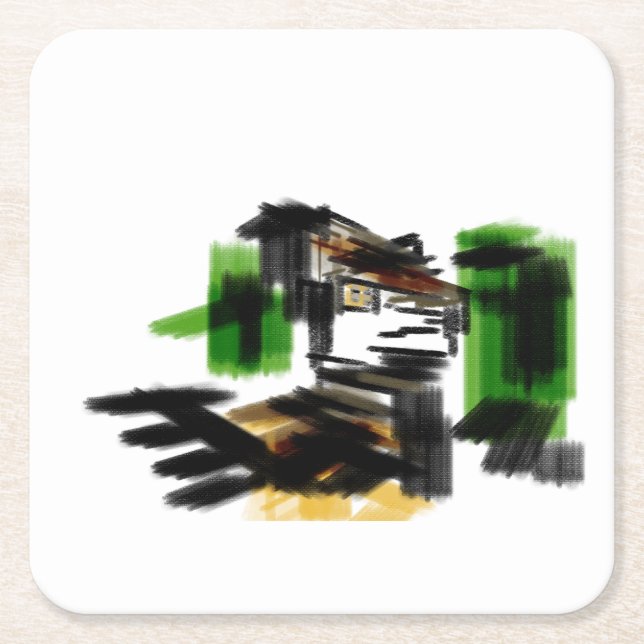 Porta-copo De Papel Quadrado Wolf winter fun (Frente)