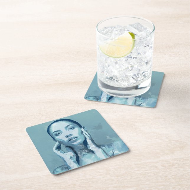 Porta-copo De Papel Quadrado "Woman in Blue" (Insitu)