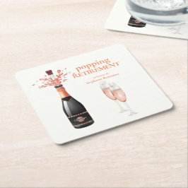 Porta-copo De Papel Quadrado Woman's Elegant Popping Champagne Retirement