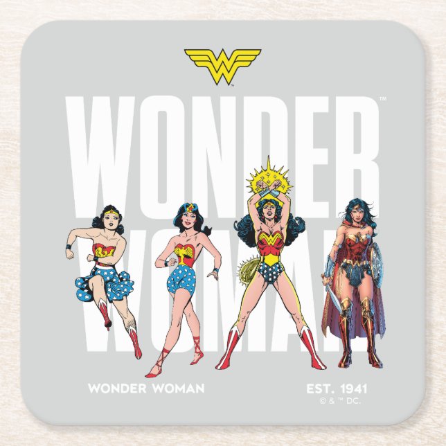 Porta-copo De Papel Quadrado Wonder Woman Legends Forever Graphic (Frente)