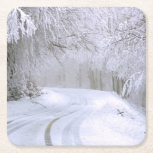 Porta-copo De Papel Quadrado Wonderland de inverno de neve