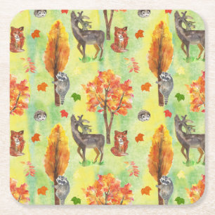 Porta-copo De Papel Quadrado Woodland — Animais Aquícolas