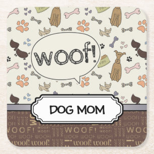 Porta-copo De Papel Quadrado WOOF! Pino Lover - Padrão de puppies personalizado