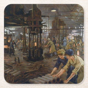 Porta-copo De Papel Quadrado WW1 1918 Mulheres Trabalhando em Munições uma Fábr