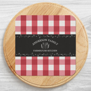 Porta-copo De Papel Quadrado Xadrez Rústico País Vermelho Quadro Negro