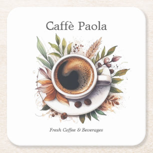 Porta-copo De Papel Quadrado Xícara de café com aquarela