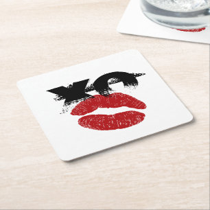 Porta-copo De Papel Quadrado XO XO me beija com Porta copos retrógrada /Hens, F