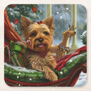 Porta-copo De Papel Quadrado Yorkshire Terrier Dog Natal Festivo