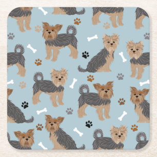 Porta-copo De Papel Quadrado Yorkshire Terrier Paws e Bones Yorkie Dog