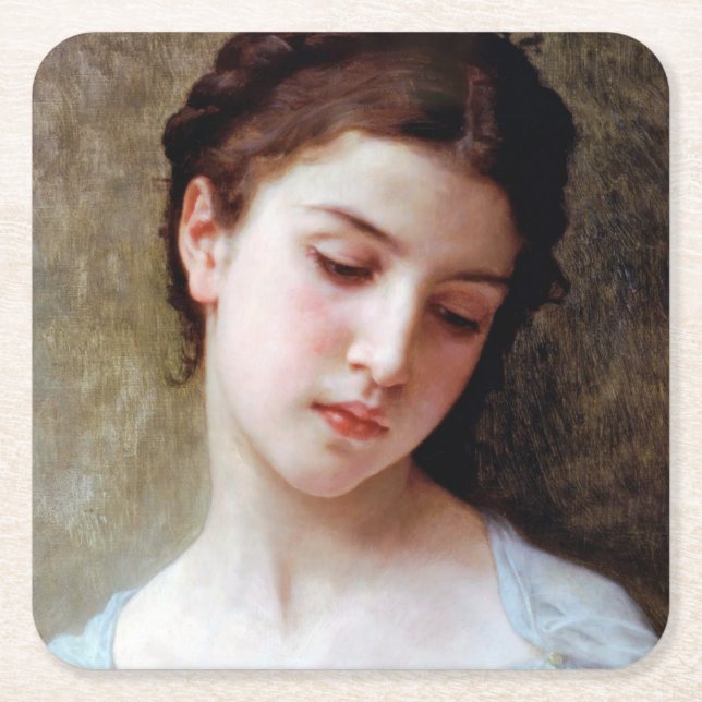 Porta-copo De Papel Quadrado Young Girl, Bouguereau (Frente)