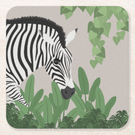 Porta-copo De Papel Quadrado Zebra amongst Leaves
