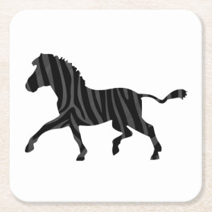 Porta-copo De Papel Quadrado Zebra Black e Cinza Silhouette Impressão