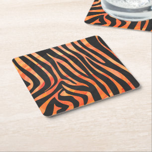 Porta-copo De Papel Quadrado Zebra Black e Orange Impressão
