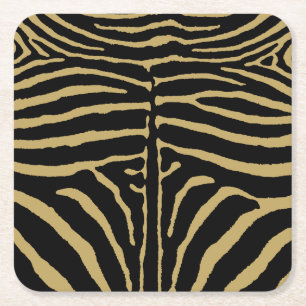 Porta-copo De Papel Quadrado Zebra em preto e Dourado