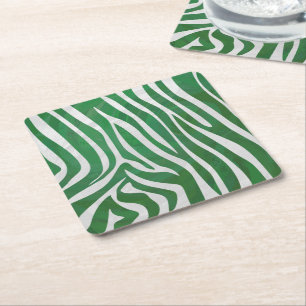 Porta-copo De Papel Quadrado Zebra Green e White Impressão