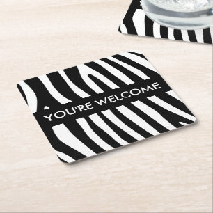 Porta-copo De Papel Quadrado Zebra listra padrão preto & branco + suas ideias