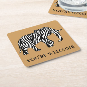 Porta-copo De Papel Quadrado Zebra Stripes Padrão com Elefante + suas ideias