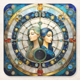 Porta-copo De Papel Quadrado Zodiac - Gemini Os Gêmeos