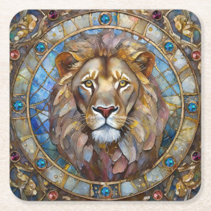 Porta-copo De Papel Quadrado Zodiac - Leão o Leão