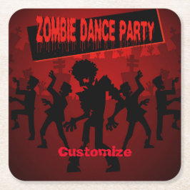 Porta-copo De Papel Quadrado Zombie Dance Party Black & Orange