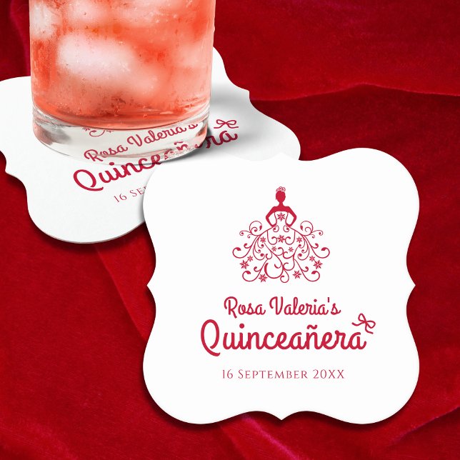 Porta-copo De Papel Quinceañera Elegante Red (Criador carregado)