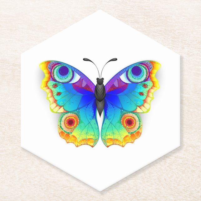 Porta-copo De Papel Rainbow Butterfly Peacock Eye (Frente)