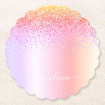 Porta-copo De Papel Rainbow Pastel Girly Glitter Metal Monograma Nome<br><div class="desc">Portas copos De Papel De Nome Do Rainbow Pastel Faux Foil Metálico Sparkle Glitter Brugado Metal Monograma. Isso faz a formatura perfeita,  aniversário,  casamento,  chá de panela,  aniversário,  chá de fraldas ou presente de festa de solteira para alguém que ama luxo de vidro e estilos quíticos.</div>
