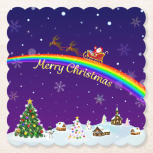 Porta-copo De Papel Rainbow Santa Claus