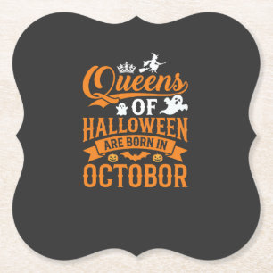 Porta-copo De Papel Rainhas do Halloween Nascidas em Outubro Tipografi