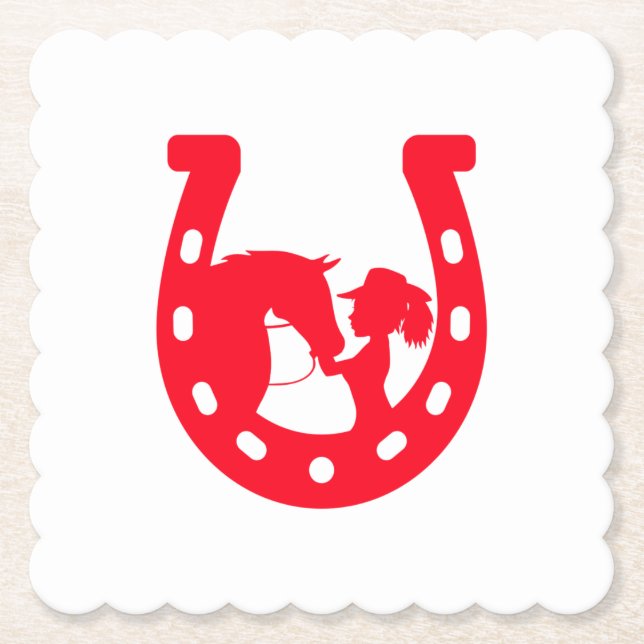 Porta-copo De Papel Rapariga Vermelha e Cavalo (Frente)