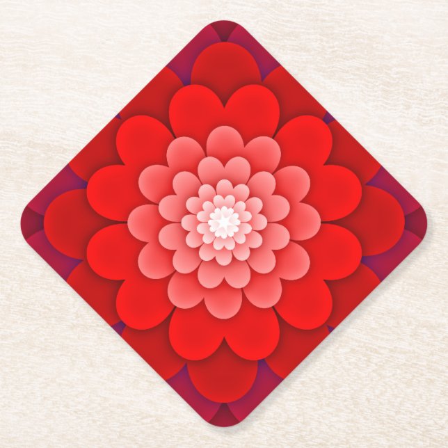 Porta-copo De Papel Red Floral Mandala-58566 (Frente)