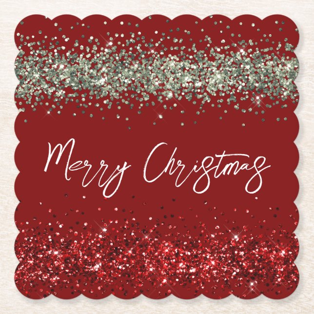 Porta-copo De Papel Red Mint Green Glitter Sparkle Natal (Frente)