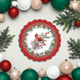 Porta-copo De Papel Red Mockingbird Poinsettia Borders Elegante