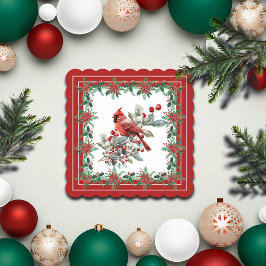 Porta-copo De Papel Red Mockingbird Poinsettia Borders Elegante
