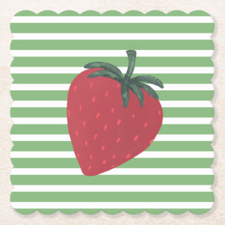 Porta-copo De Papel Red Strawberry Fruit and Stripes