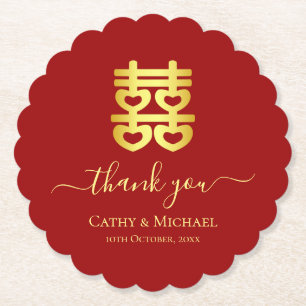 Porta-copo De Papel Red Vintage obrigado de casamento chinês