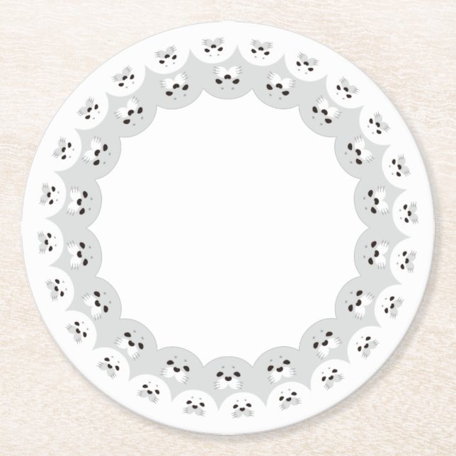 PORTA-COPO DE PAPEL REDONDO ぐるっとあにまる「カワイイアザラシ親子」 (Frente)