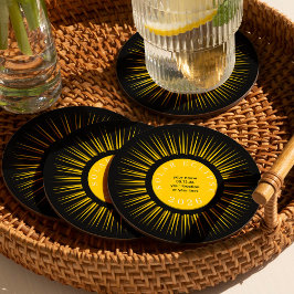 Porta-copo De Papel Redondo 2026 Total solar eclipse your text personalized