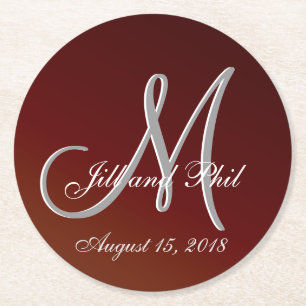 Porta-copo De Papel Redondo 3d Monograma Vermelho Tone Terra