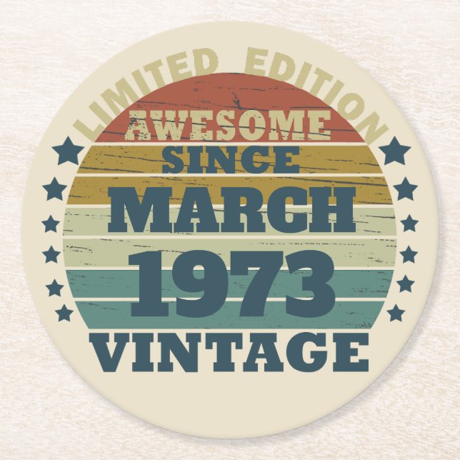 Porta-copo De Papel Redondo 50ª festa de aniversário personalizada (Frente)