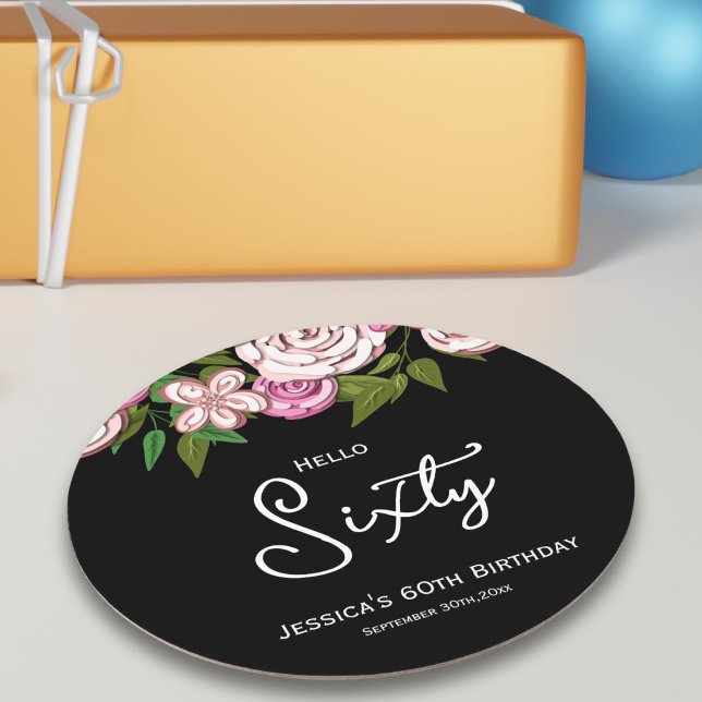 Porta-copo De Papel Redondo 60ª Festa de aniversário (Criador carregado)