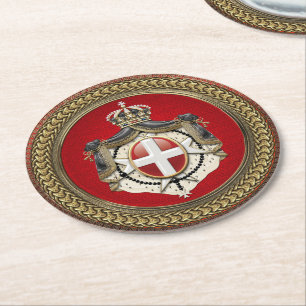 Porta-copo De Papel Redondo [600] Ordem de Malta - Casaco de armas SMOM