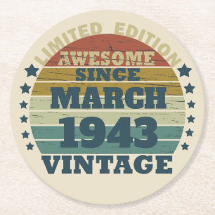 Porta-copo De Papel Redondo 80 de aniversário personalizado de oitocentos dias